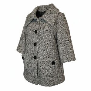 Forever 21 Black & White Herringbone Cape Coat